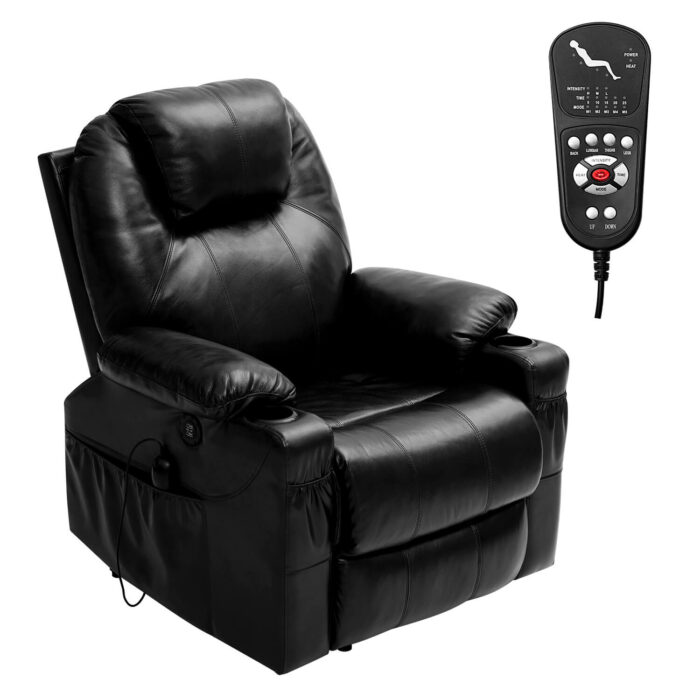 3-Position Power Lift Chair with Heal and Massage Real Leather - Image 5