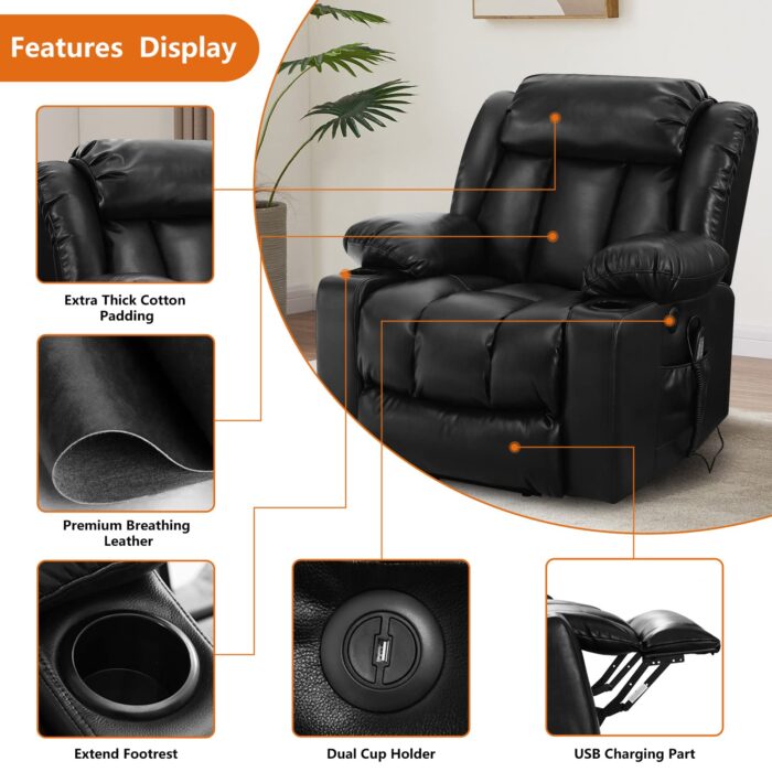 💥Clearance Sale🔥 Mcombo Electric lift Recliner sofa with massage and heating functions, 3 positions, 2 side pockets and cup holders, USB ports! - Image 4