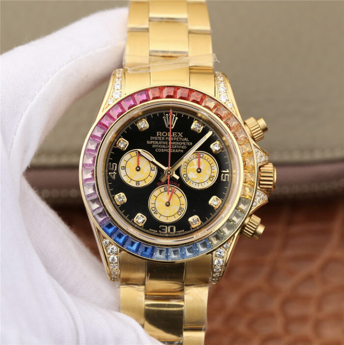 DAYTONA RAINBOW DIAMOND YELLOW GOLD STAINLESS STEEL 40MM - Image 2
