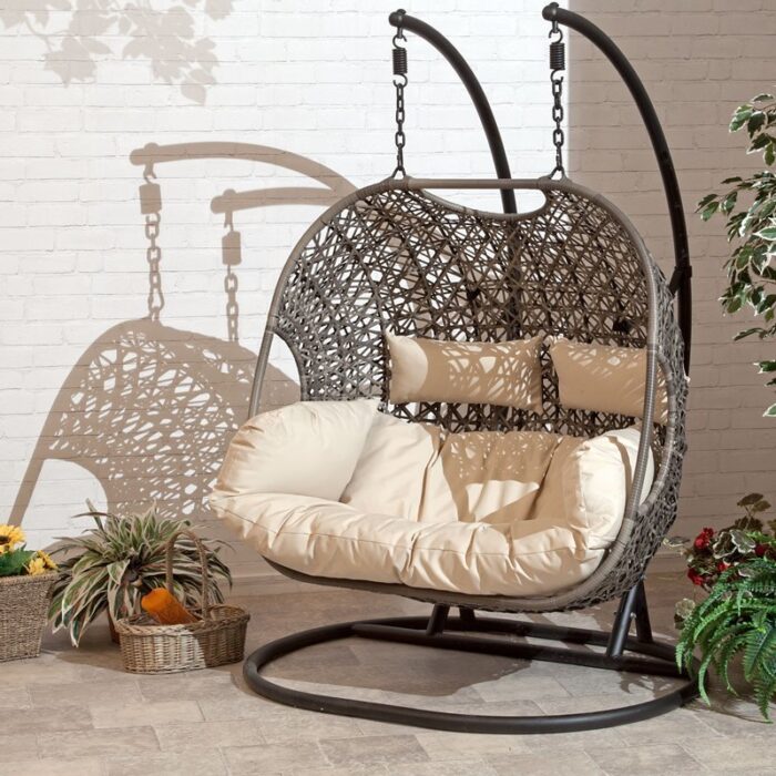 2025 Patio Wicker Swing Chair With Stand Rain Cover Included - Image 2