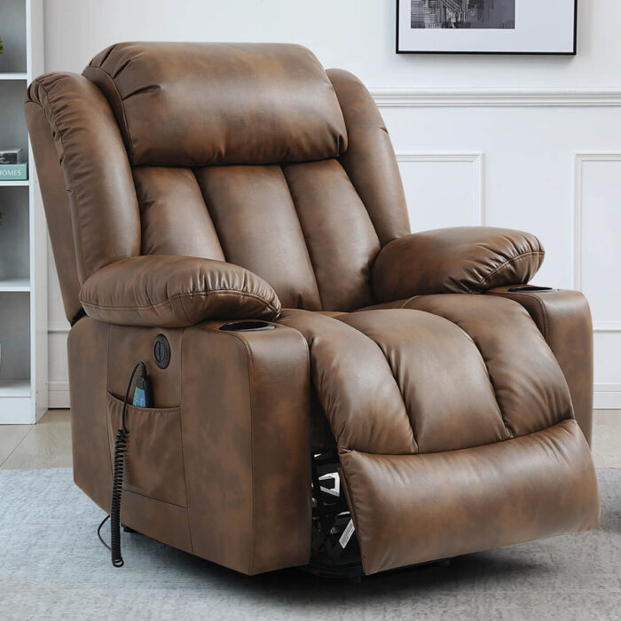 💥Clearance Sale🔥 Mcombo Electric lift Recliner sofa with massage and heating functions, 3 positions, 2 side pockets and cup holders, USB ports! - Image 18