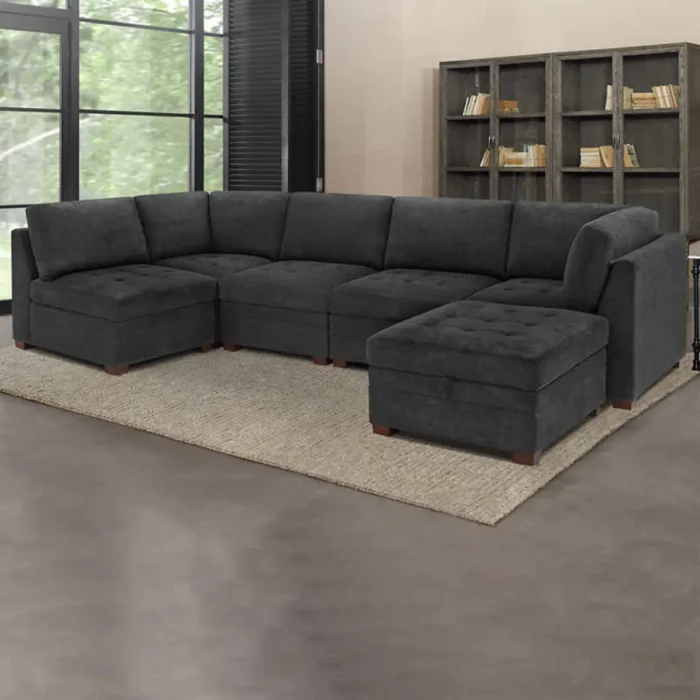 Thomasville Tisdale Fabric Sectional with Storage Ottoman - Image 3