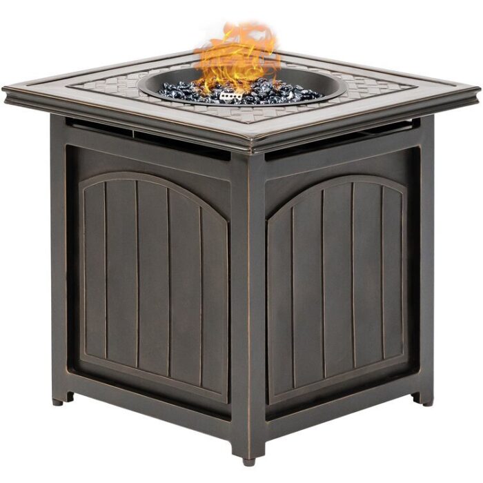 5-Piece Steel Patio Fire pit Conversation Set with Sahara Sand Cushions and 26 in. Square Fire pit Side Table - Image 11