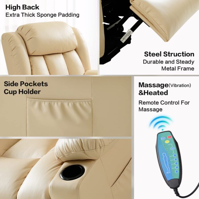 💥Clearance Sale🔥 Mcombo Electric lift Recliner sofa with massage and heating functions, 3 positions, 2 side pockets and cup holders, USB ports! - Image 13