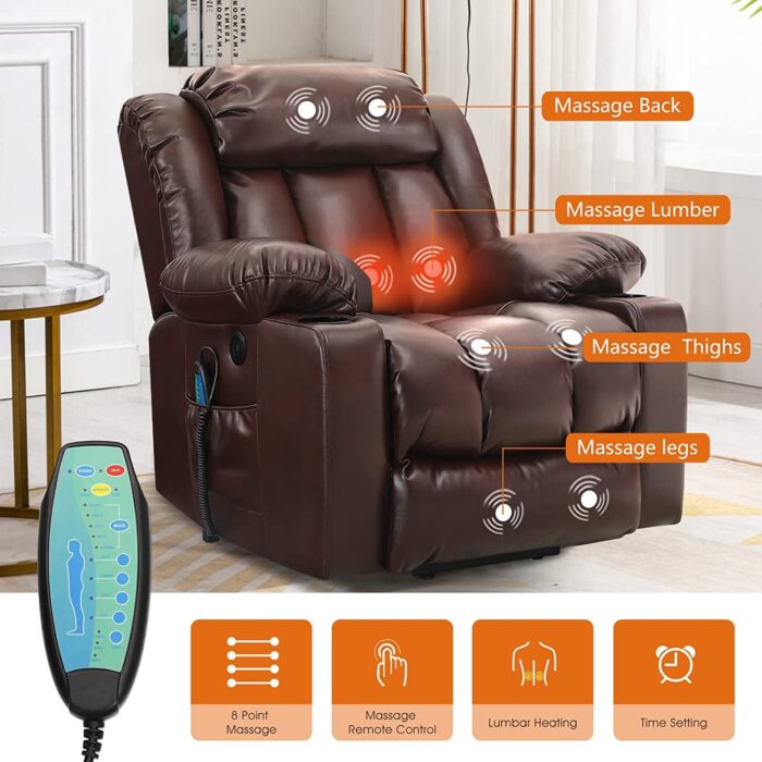 💥Clearance Sale🔥 Mcombo Electric lift Recliner sofa with massage and heating functions, 3 positions, 2 side pockets and cup holders, USB ports! - Image 8