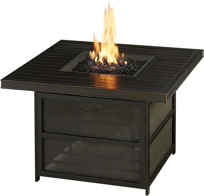 Hanover Orleans 5-Piece Steel Patio Fire Pit Conversation Set with Cushions, Swivel Gliders and Square Fire Pit Table - Image 8