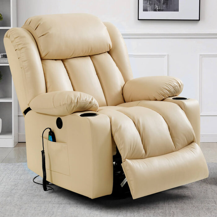 💥Clearance Sale🔥 Mcombo Electric lift Recliner sofa with massage and heating functions, 3 positions, 2 side pockets and cup holders, USB ports! - Image 12