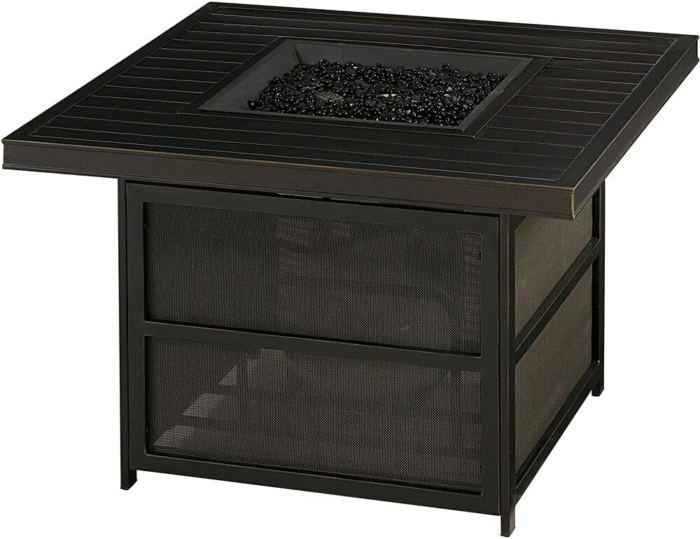 Hanover Orleans 5-Piece Steel Patio Fire Pit Conversation Set with Cushions, Swivel Gliders and Square Fire Pit Table - Image 9