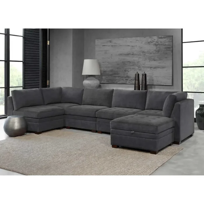 Thomasville Tisdale Fabric Sectional with Storage Ottoman - Image 5