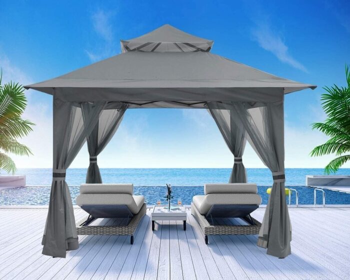 13x13 Gazebo Tent Outdoor Pop up Gazebo Canopy Shelter with Mosquito Netting - Image 8