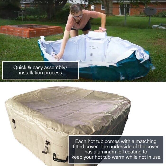 ALEKO Aleko 4 - Person 130 - Jet Square Inflatable Hot Tub - Image 3