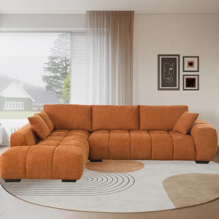 Swapan Modern Chenille Couch Sofa Sectional with Deep Tufted Seat - Image 4