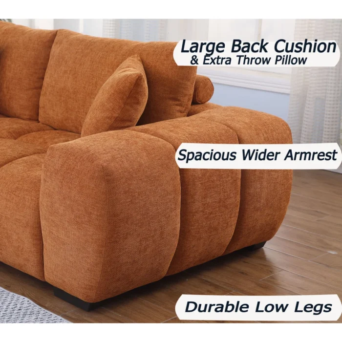 Swapan Modern Chenille Couch Sofa Sectional with Deep Tufted Seat - Image 11