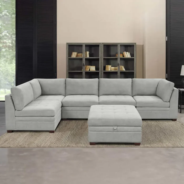 Thomasville Tisdale Fabric Sectional with Storage Ottoman - Image 10