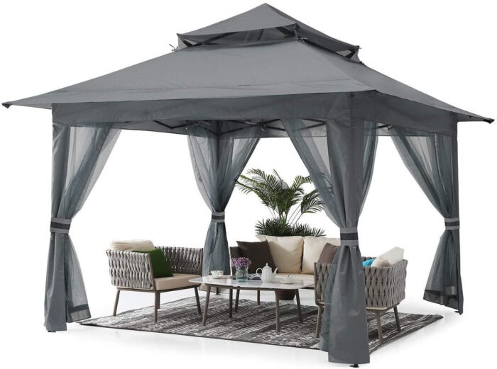 13x13 Gazebo Tent Outdoor Pop up Gazebo Canopy Shelter with Mosquito Netting - Image 2
