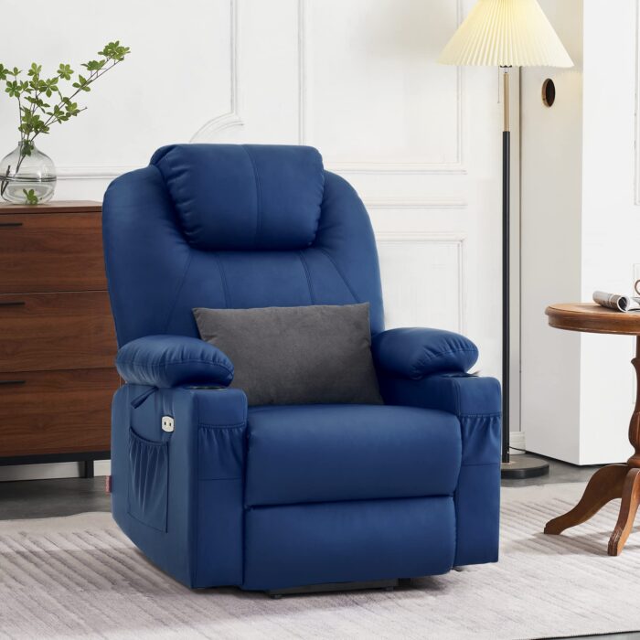 💥Clearance Sale🔥 MCombo Large Lay Flat Dual Motor Power Lift Recliner Chair Sofa with Massage and Heat, USB Ports, Cup Holders, Extended Footrest！ - Image 11