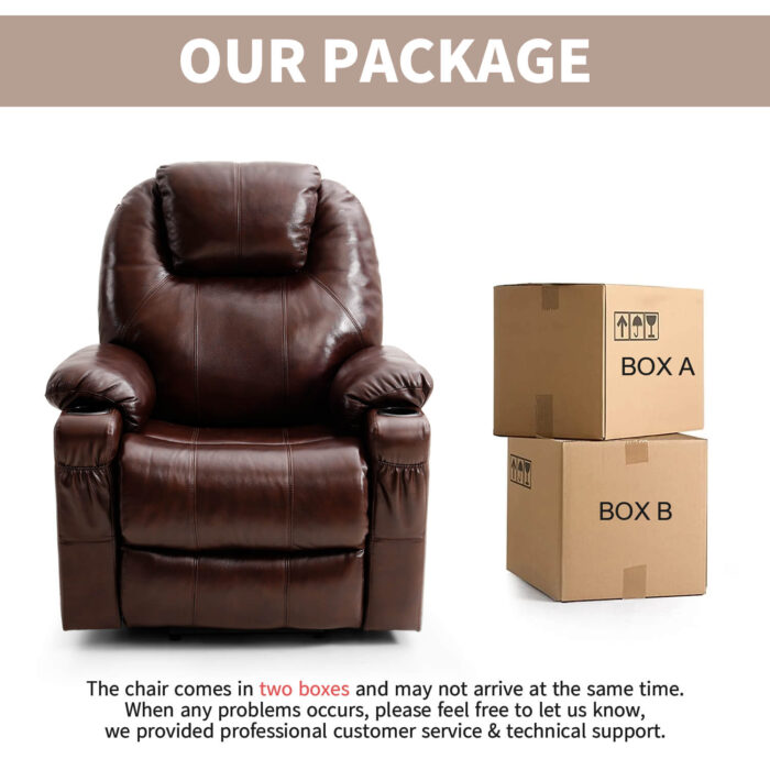 3-Position Power Lift Chair with Heal and Massage Real Leather - Image 10