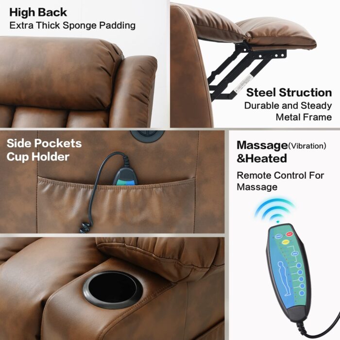 💥Clearance Sale🔥 Mcombo Electric lift Recliner sofa with massage and heating functions, 3 positions, 2 side pockets and cup holders, USB ports! - Image 19