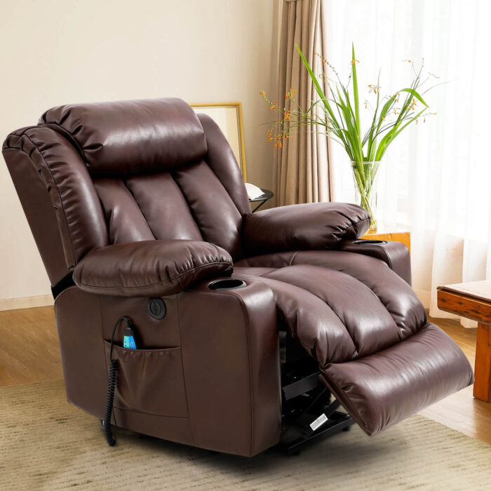 💥Clearance Sale🔥 Mcombo Electric lift Recliner sofa with massage and heating functions, 3 positions, 2 side pockets and cup holders, USB ports! - Image 7