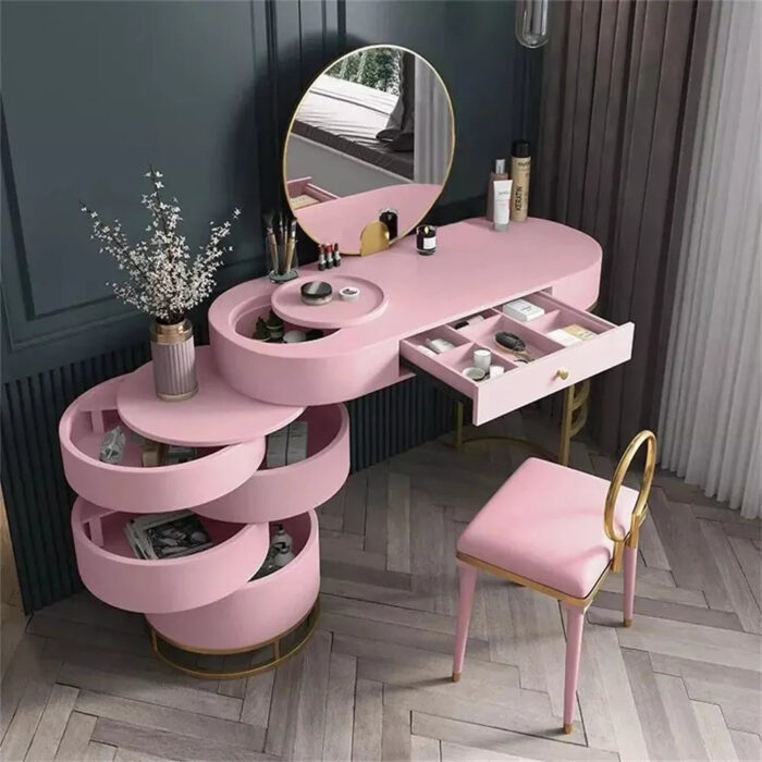 Makeup Vanity Dressing Table With Swivel Cabinet Mirror & Stool Included - Image 6