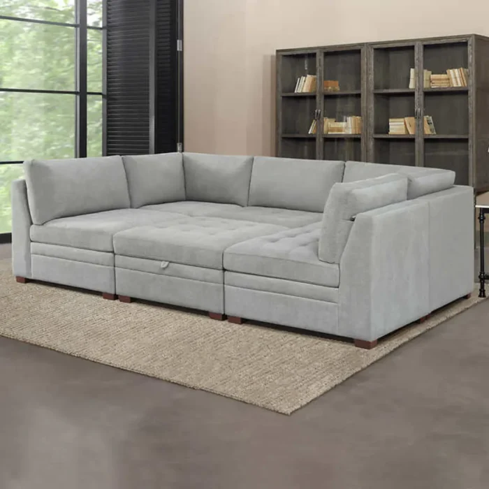 Thomasville Tisdale Fabric Sectional with Storage Ottoman - Image 14