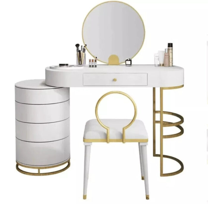Makeup Vanity Dressing Table With Swivel Cabinet Mirror & Stool Included - Image 5