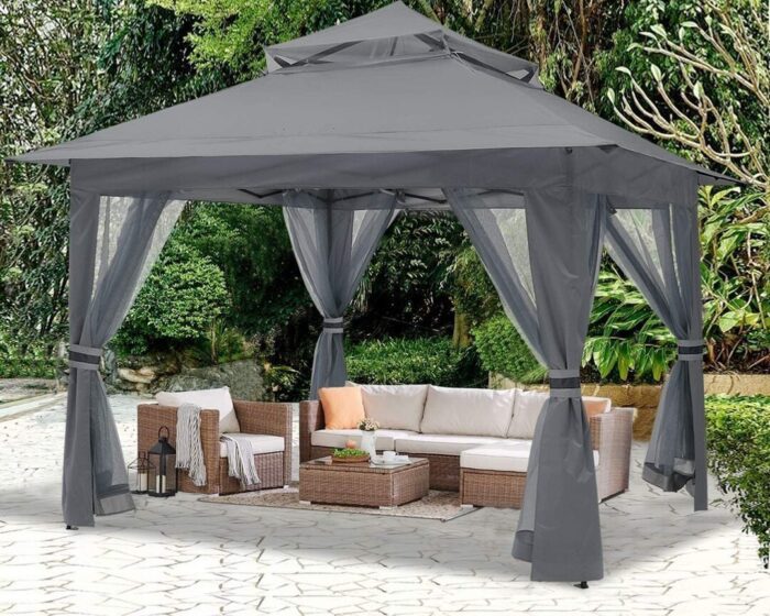 13x13 Gazebo Tent Outdoor Pop up Gazebo Canopy Shelter with Mosquito Netting - Image 3