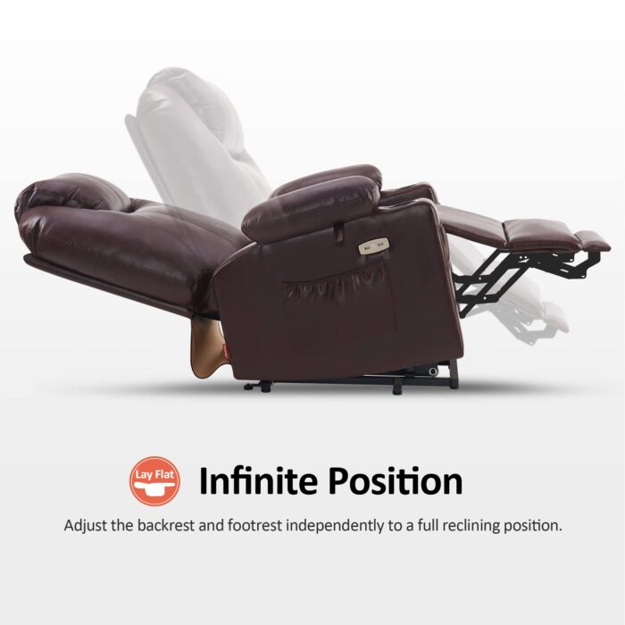 💥Clearance Sale🔥 MCombo Large Lay Flat Dual Motor Power Lift Recliner Chair Sofa with Massage and Heat, USB Ports, Cup Holders, Extended Footrest！ - Image 17