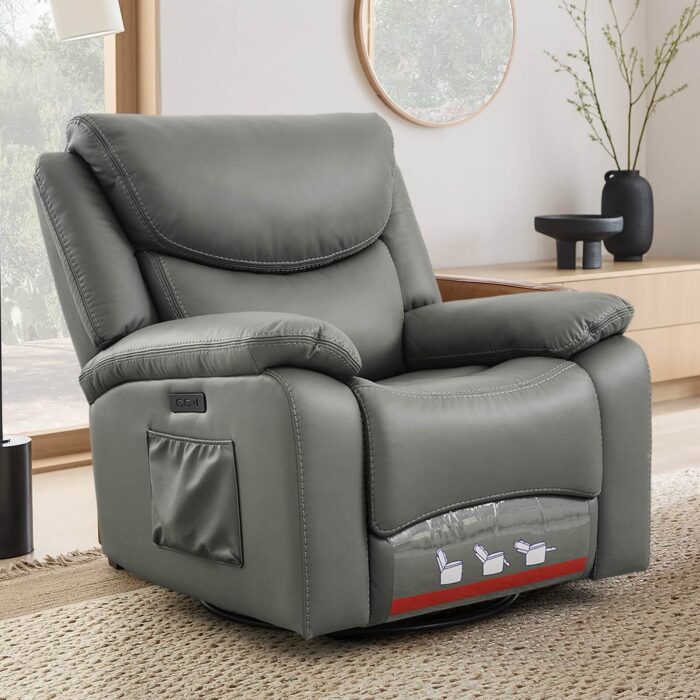 Power Swivel Glider Rocking Recliner Nursery Chair - Image 10