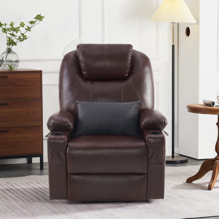 💥Clearance Sale🔥 MCombo Large Lay Flat Dual Motor Power Lift Recliner Chair Sofa with Massage and Heat, USB Ports, Cup Holders, Extended Footrest！ - Image 7