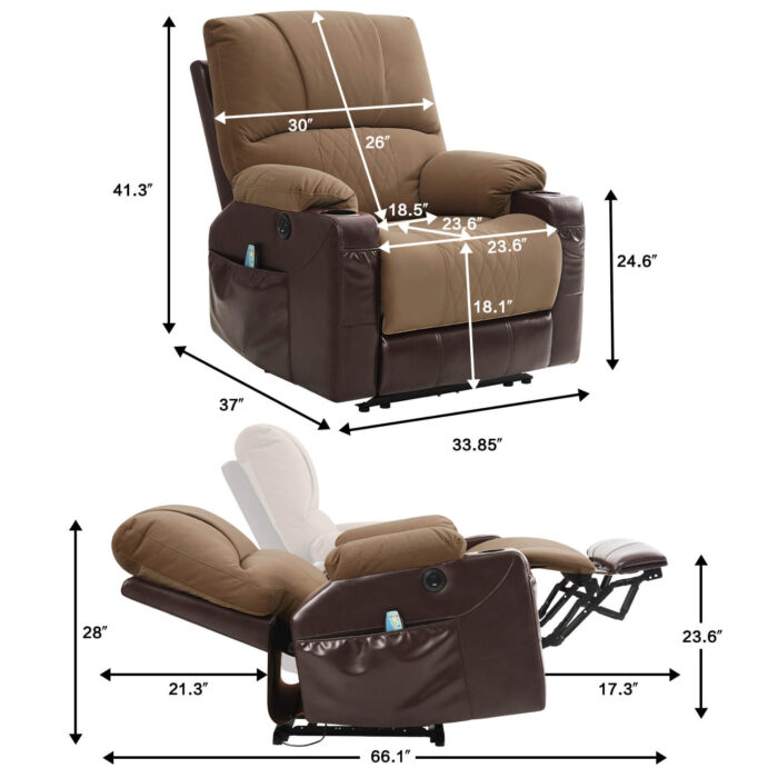 Power Recliner Chair with Heat and Massage, Wall Hugger - Image 6