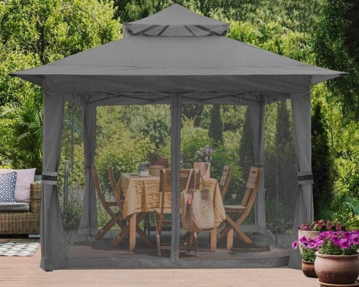 13x13 Gazebo Tent Outdoor Pop up Gazebo Canopy Shelter with Mosquito Netting - Image 4