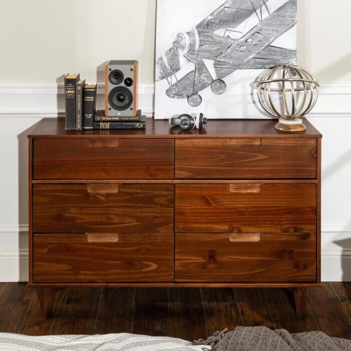 6-Drawer Caramel Mid Century Modern Wood Dresser - Image 3