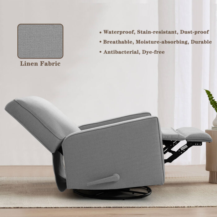 Manual Recliner Nursery Glider & Swivel Rocking Recliner Chair, Fabric - Image 5