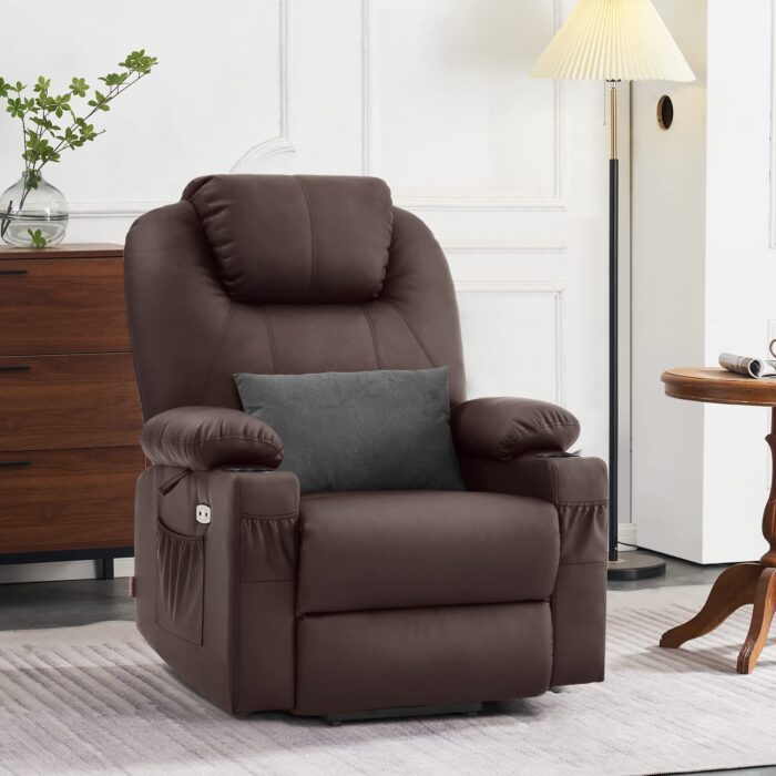 💥Clearance Sale🔥 MCombo Large Lay Flat Dual Motor Power Lift Recliner Chair Sofa with Massage and Heat, USB Ports, Cup Holders, Extended Footrest！ - Image 9