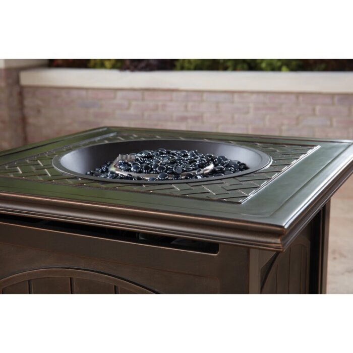 5-Piece Steel Patio Fire pit Conversation Set with Sahara Sand Cushions and 26 in. Square Fire pit Side Table - Image 16