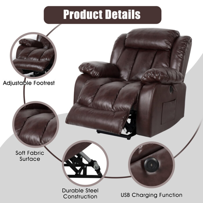 💥Clearance Sale🔥 Best MassageTheater Seating for Home| Power Electric Recliner Chair Movie Theater Seats with USB Port, Side Pocket - Image 9